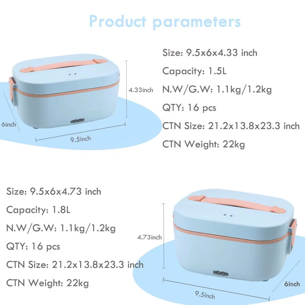 New Arrivals 1.5L Lunchbox 80W Portable Food Container 304 Stainless Steel Car Home 5 in 1 Electric Heating Lunch Box