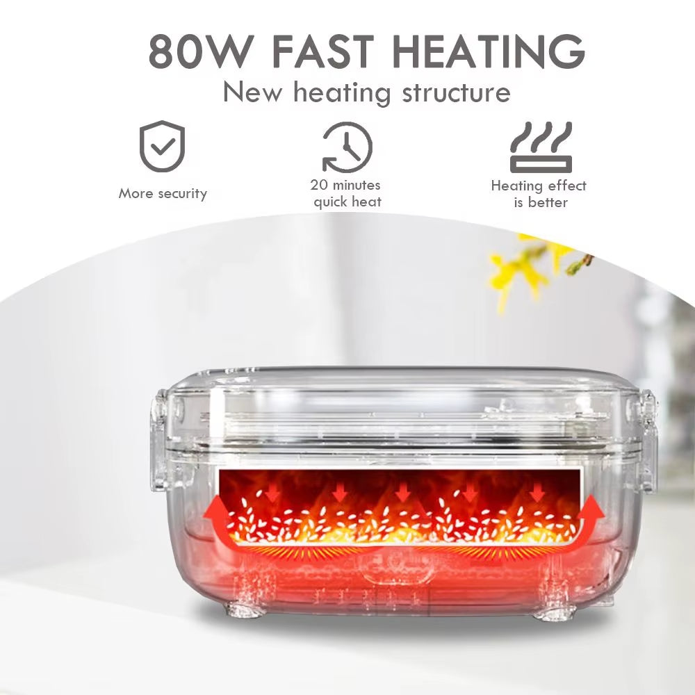 New Arrivals 1.5L Lunchbox 80W Portable Food Container 304 Stainless Steel Car Home 5 in 1 Electric Heating Lunch Box